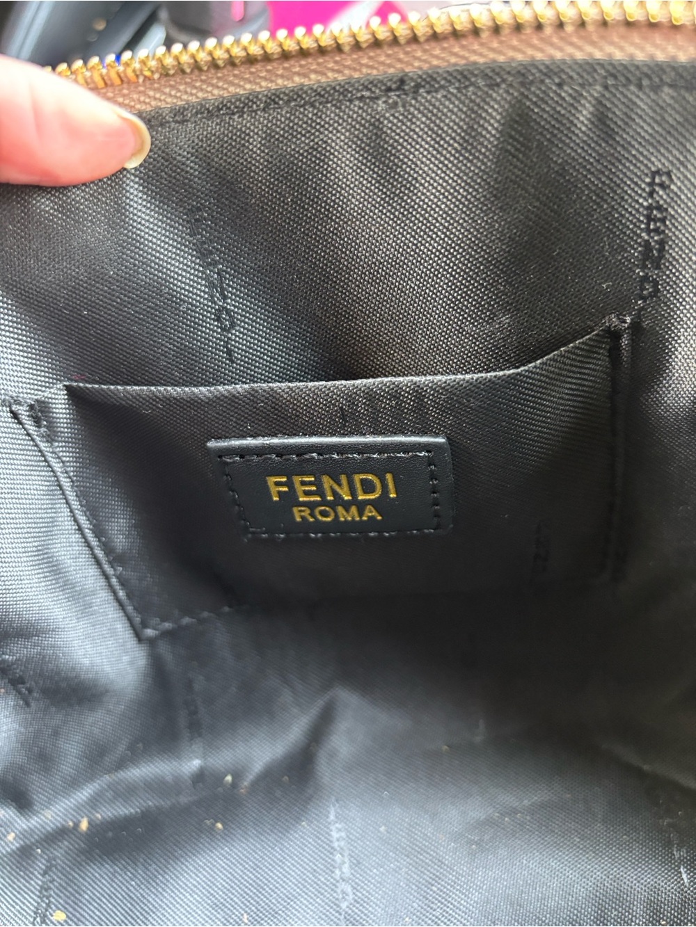 Fendi Taupe Mini Top-Handle Bag with Tortoiseshell Accent - Picture 5 of 8
